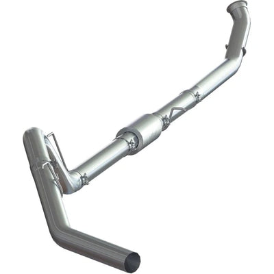 4" DOWN-PIPE BACK SINGLE SIDE EXIT ALUMINIZED STEEL EXHAUST KIT WITHOUT MUFFLER 2001-2004 6.6L GM DURAMAX